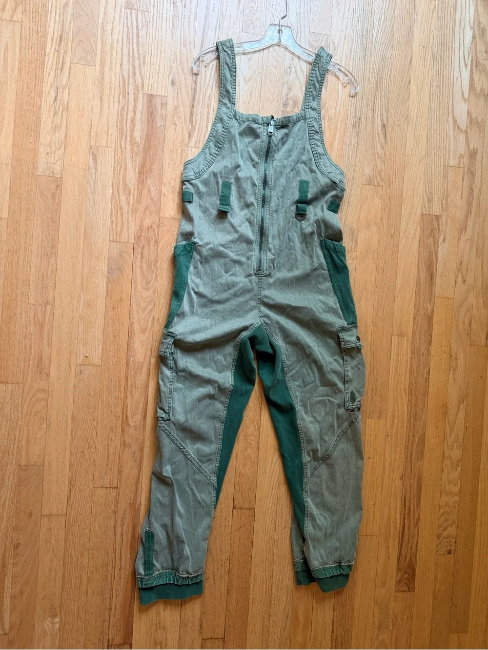 FP Movement Two-Tone Green Cargo Overalls - size small